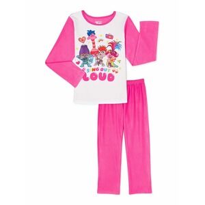 Trolls Pajamas Girl's Long Sleeve Flannel PJ's Set  2-Piece  Sizes 4/5 New